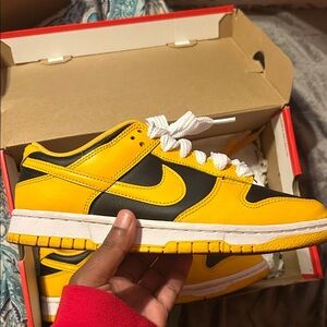 Nike Dunk Low Sneakers in Yellow and Black with White Laces